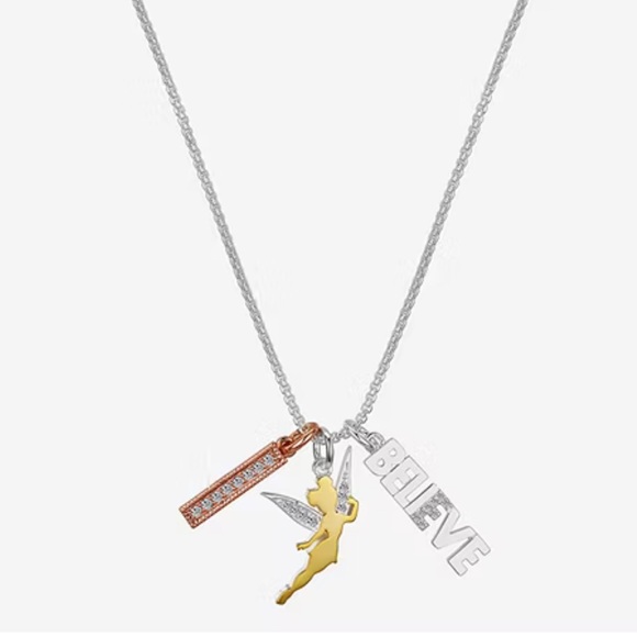 Disney Jewelry - Disney Classics Jewelry | Tinker Bell “Believe” | Tri-Tone Pendant Necklace